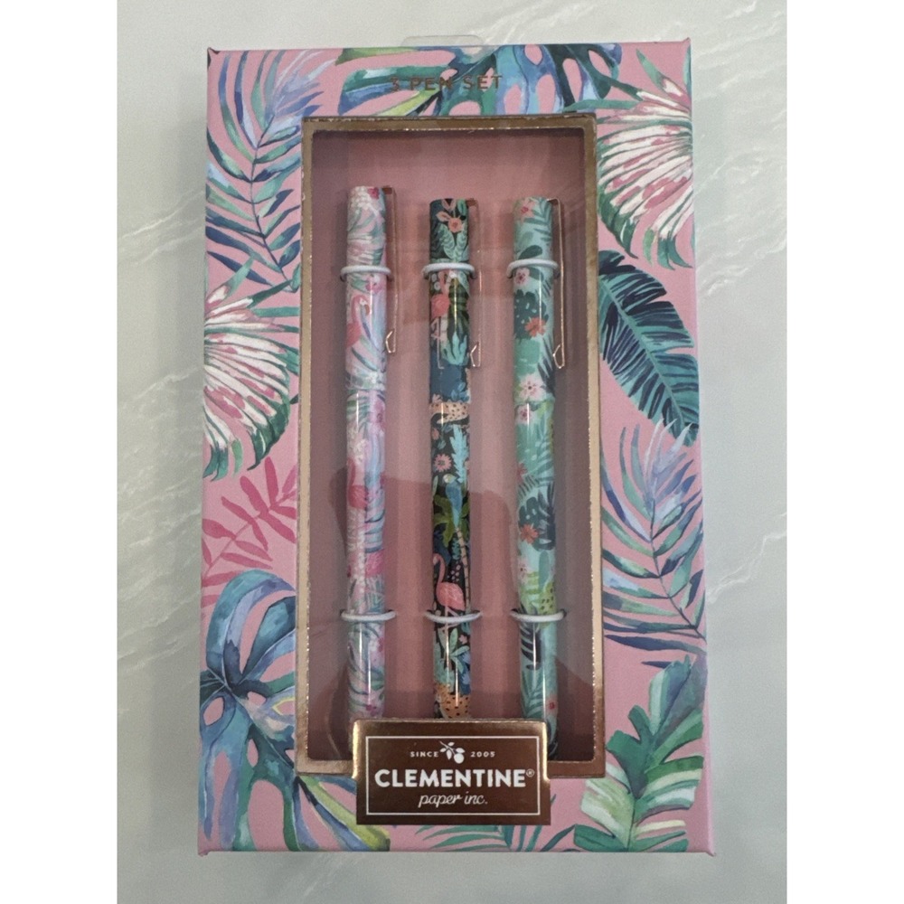 Clementine Coquette Lily Pulitzer Design 3 Pack Click Pens Refillable Ink NIB